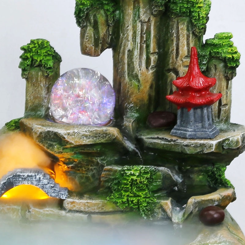 LED Steingarten Garten Wasser Brunnen Luftbefeuchter Heimat Sekretariat Schreibtisch Kleine Fische Panzer Glück Fengshui Wasserfall Mikro Landschaft