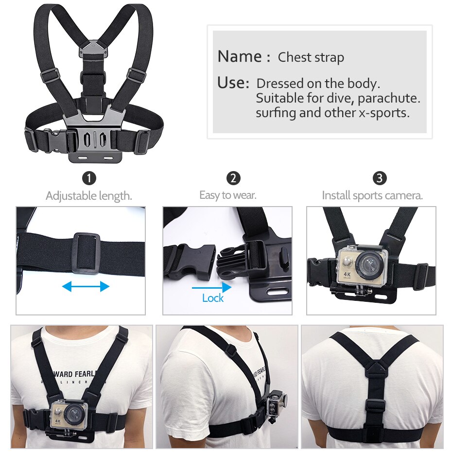 For Gopro Accessories set Chest Strap mount Head strap Band for go pro hero 6 5 4 3 sjcam sj4000 for xiaomi yi 4K Action Camera