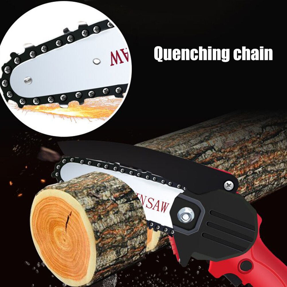 Lithium Battery Mini Electric Chainsaw Wood Cutter Lithium Pruning Chainsaw Bracket Easily Carrying Lightweight Gadgets