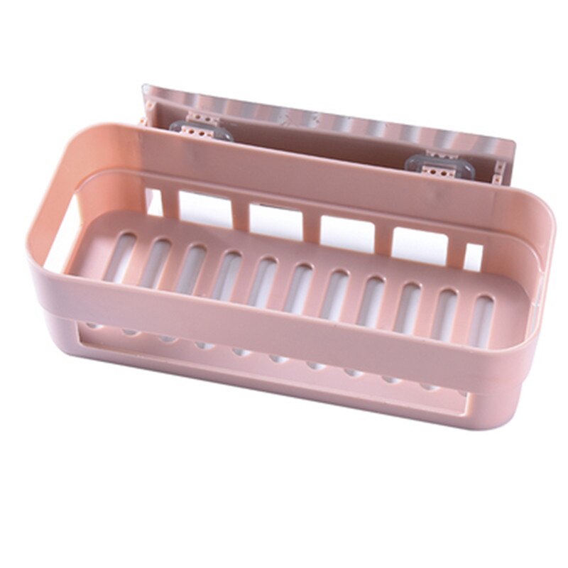 Prateleira adesiva para banheiro, rack de armazenamento adesivo decorativo 3 cores para banheiro e cozinha, chuveiro de canto, prateleira, rack de armazenamento: Square pink