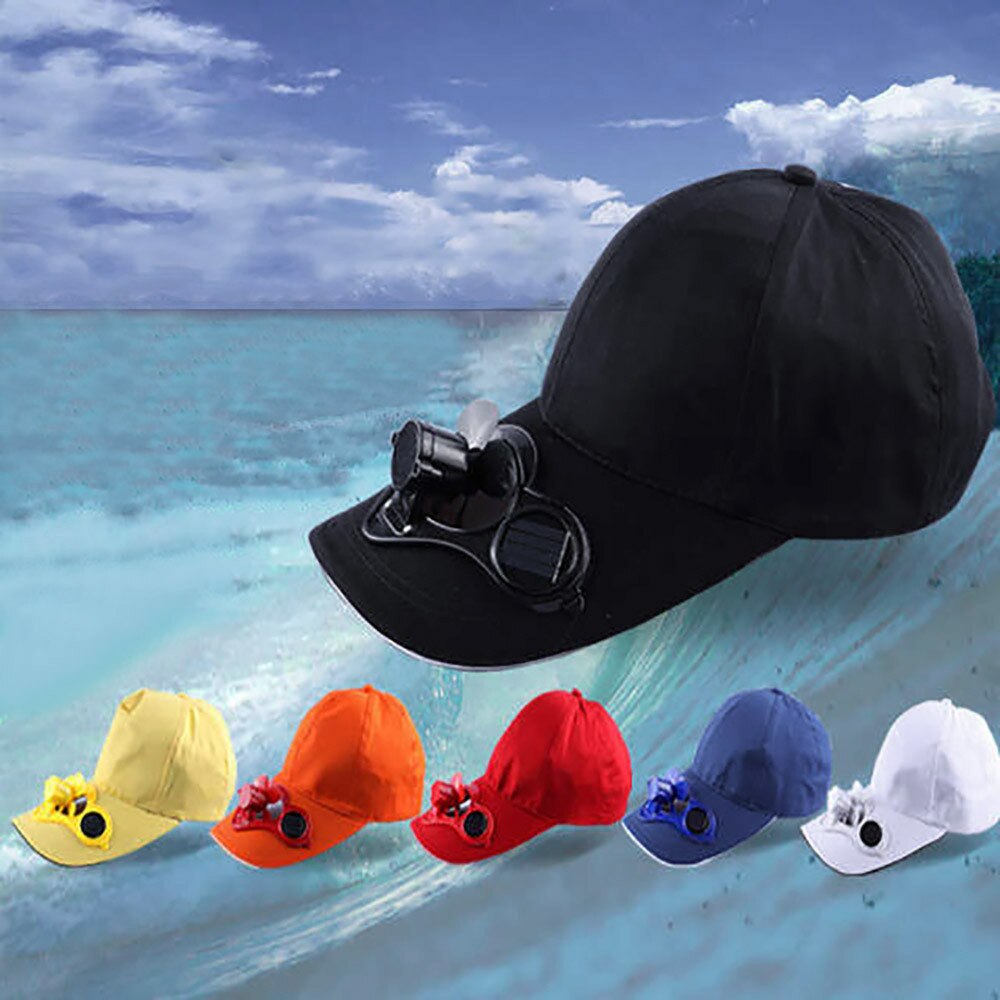 Sommarfläkt cool solhatt keps soldriven andningsbar skugga solskyddshatt hållbar utomhuscamping sommar #yj