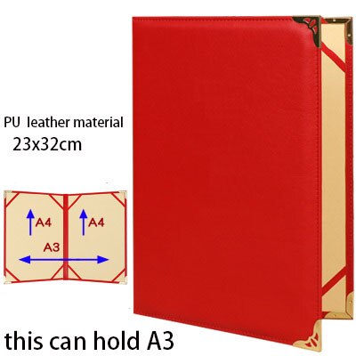 Hardcover Stamped Certificate Folder for Honor, Letter of Appointment Cover Book Trifold Education Presentation: red PU leather