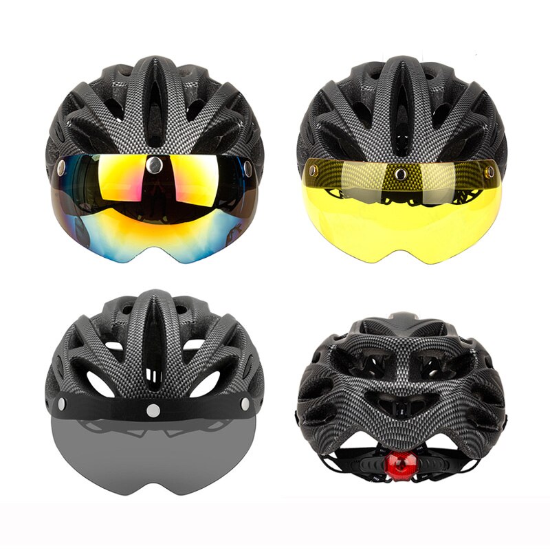 SUPERIDE Outdoor Cycling Helmet with Rearlight Unisex Mountain Road Bike Helmet Sports MTB Bicycle Helmet with Goggles &amp; Visor