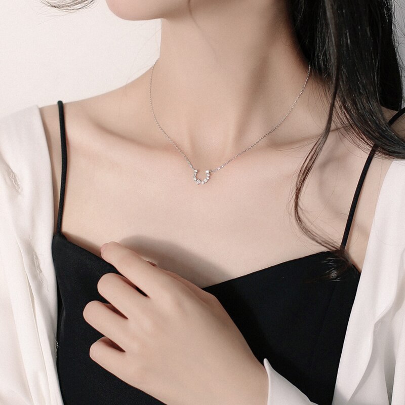925 Sterling Silver Pin Love Fishbone Horseshoe Style Adds Charm To Exquisite Pendant Necklace