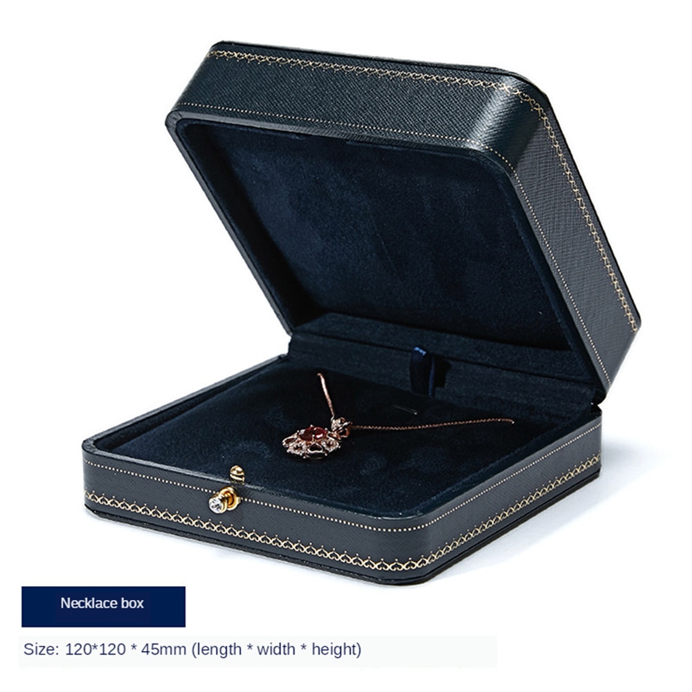 B-LIFE Premium Leather Necklace Box Pendant Storage Case Perfect for Engagement Bride Wedding Photography Bridal