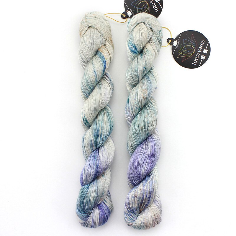 Madeja-hilo de seda pintado a mano, 50g, para tejer a mano, encaje de ganchillo, peso Natural, 22: Ocean