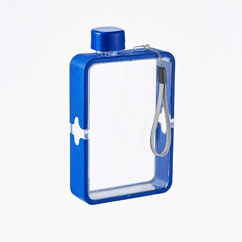 Gourde d'eau carrée Simple et Portable en verre pour hommes et femmes, gourde carrée en papier, pour Fitness, pour sportifs et personnalité, A5: Navy blue