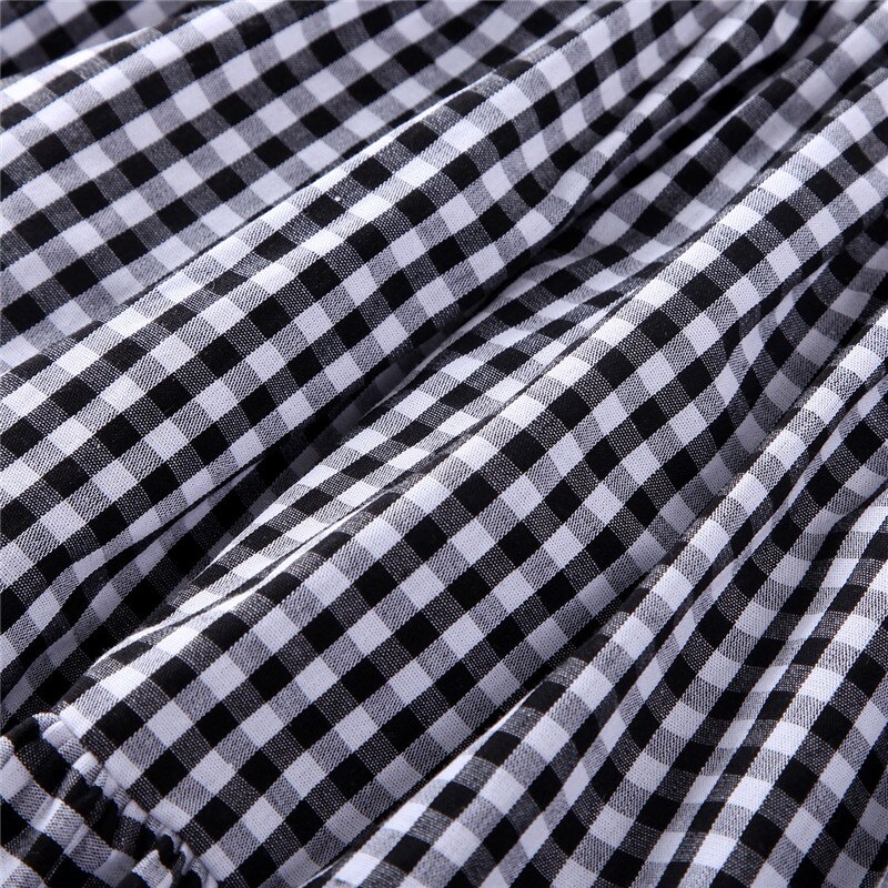 1-5T Toddler Kids Baby Girls Clotehs gingham Check Plaid Short Sleeve Summer Ruffle Dress cute sweet Lovely Outfit