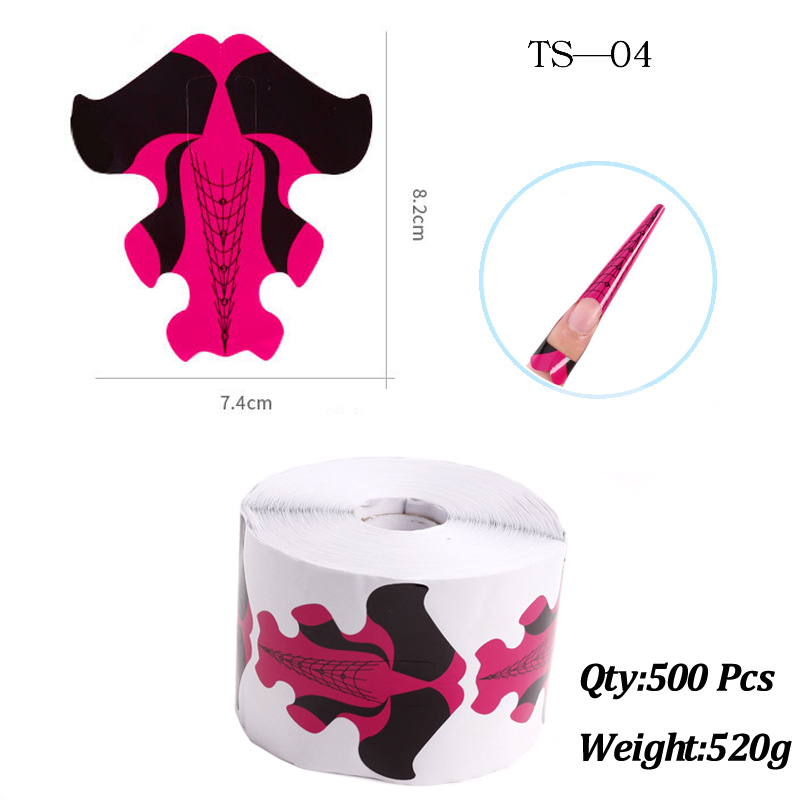 500 Pcs Nail Papier Extension Pochoir Formes Autocollants Titulaire pour Gel Acrylique Conseils Builder Français Nail Forme Astuce Faux Ongles Art Outils: kaki foncé