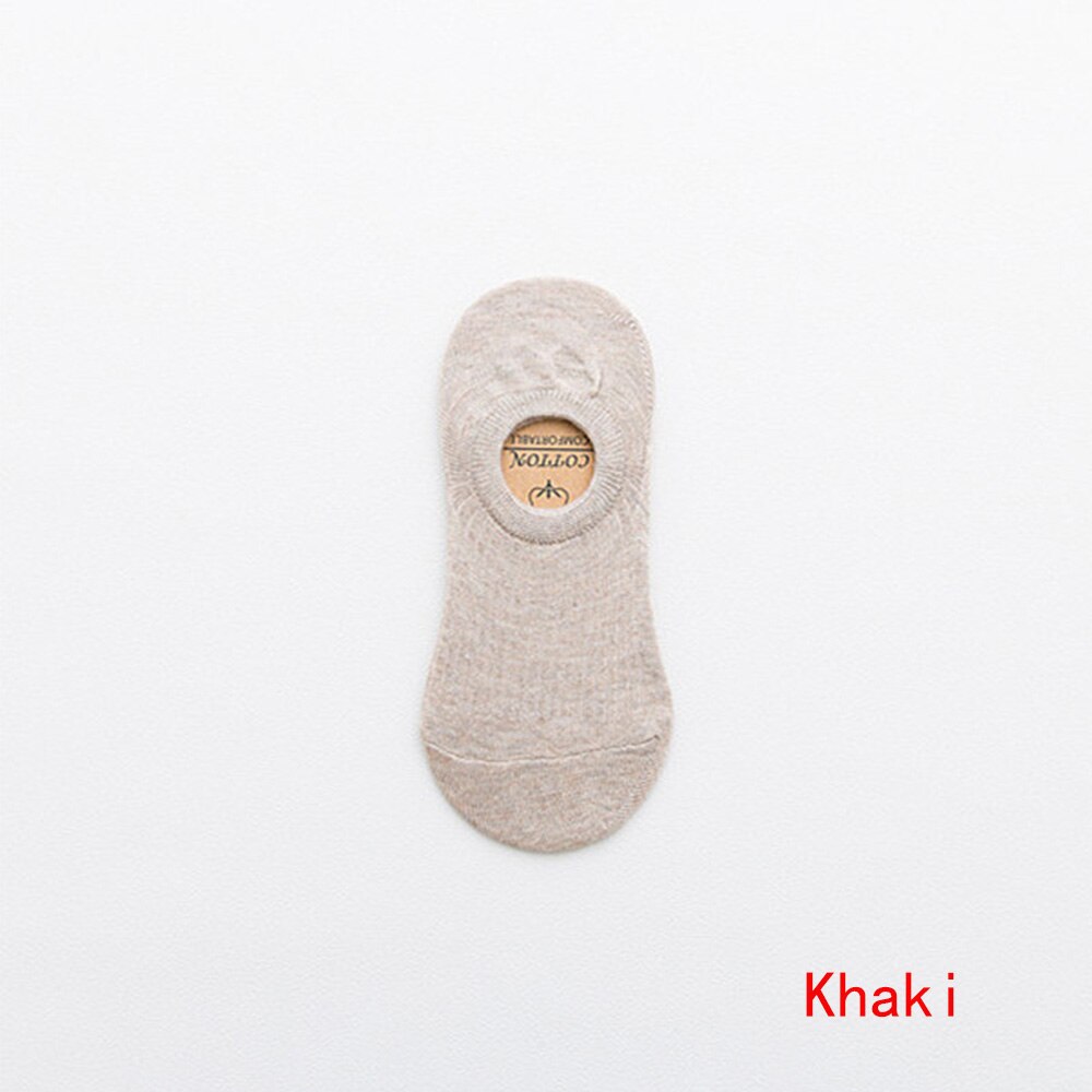 1 Pair Soft Women Socks Solid Color Shallow Mouth Breathable Comfortable Socks Women Cotton Non Slip Boat Cotton Socks: khaki