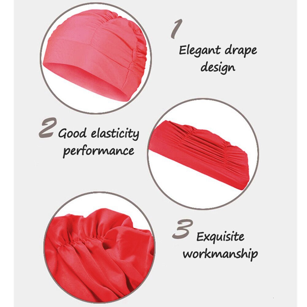 Pleated Cloth Cap Unisex Swimming Cap Soft Drape Elastic For Dreadlocks Long Hair Swim Caps Hat Women Sporty Adult Bathing Caps