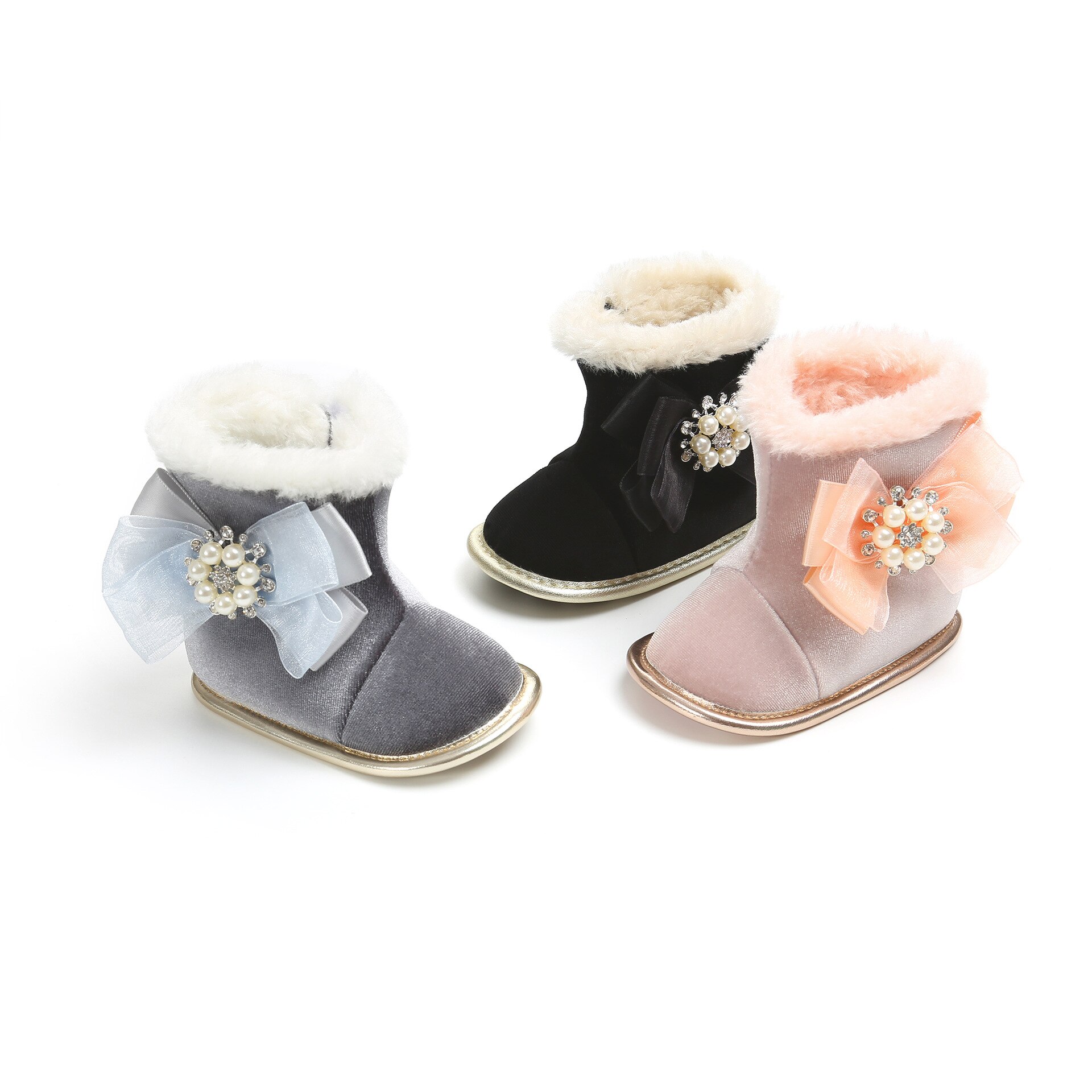 Bottes pour bébés filles en coton | Chaussures chaudes à nœud papillon pour nourrissons, chaussures d'hiver