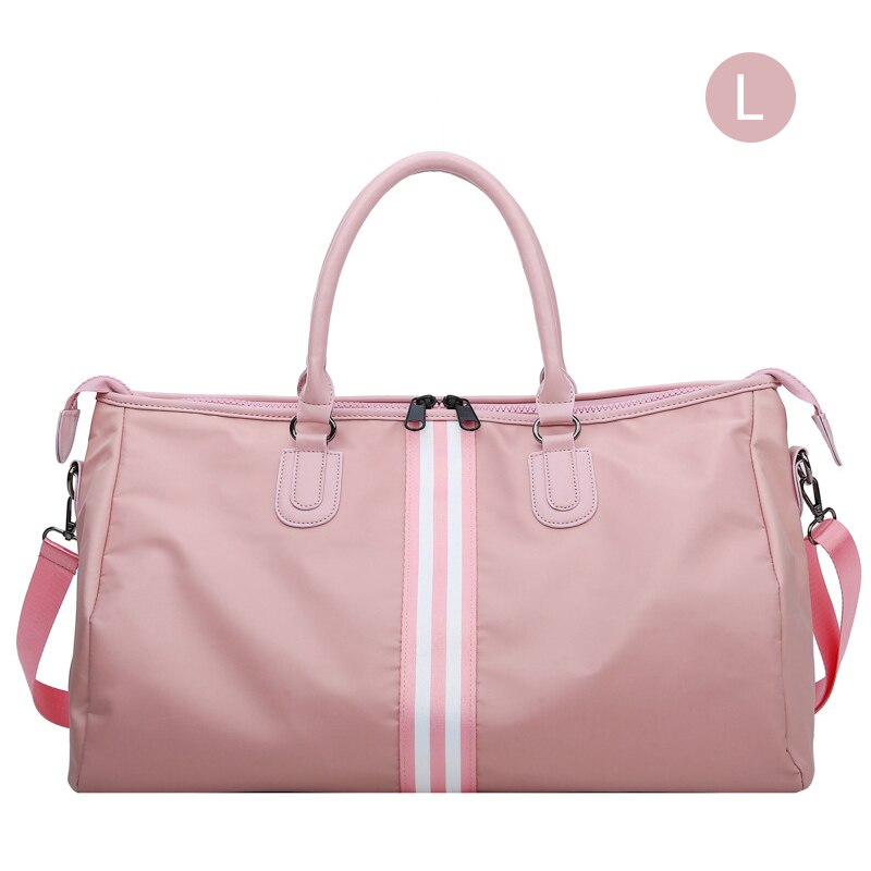 Reisetasche Wasserdicht Gestreifte Reisen Taschen Und Fitness Für Frauen Frauen Wochenende Reise Handtasche Reistas XA760WB: Rosa L