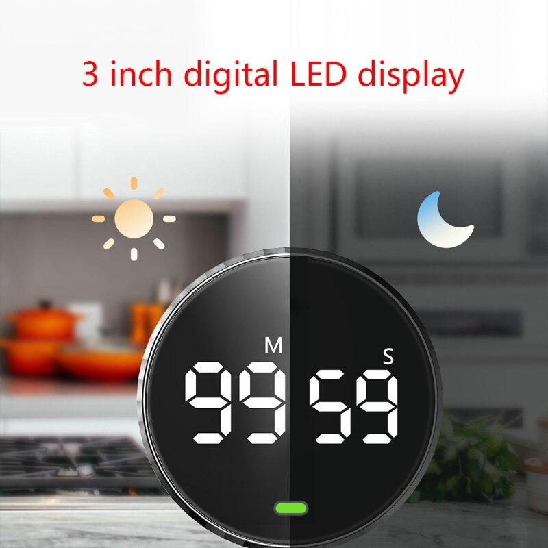 Magnetic Digital Timers Large LED Display and Constant Bright Function Durable Time Management Constant Light Function 카운트다운 타이머