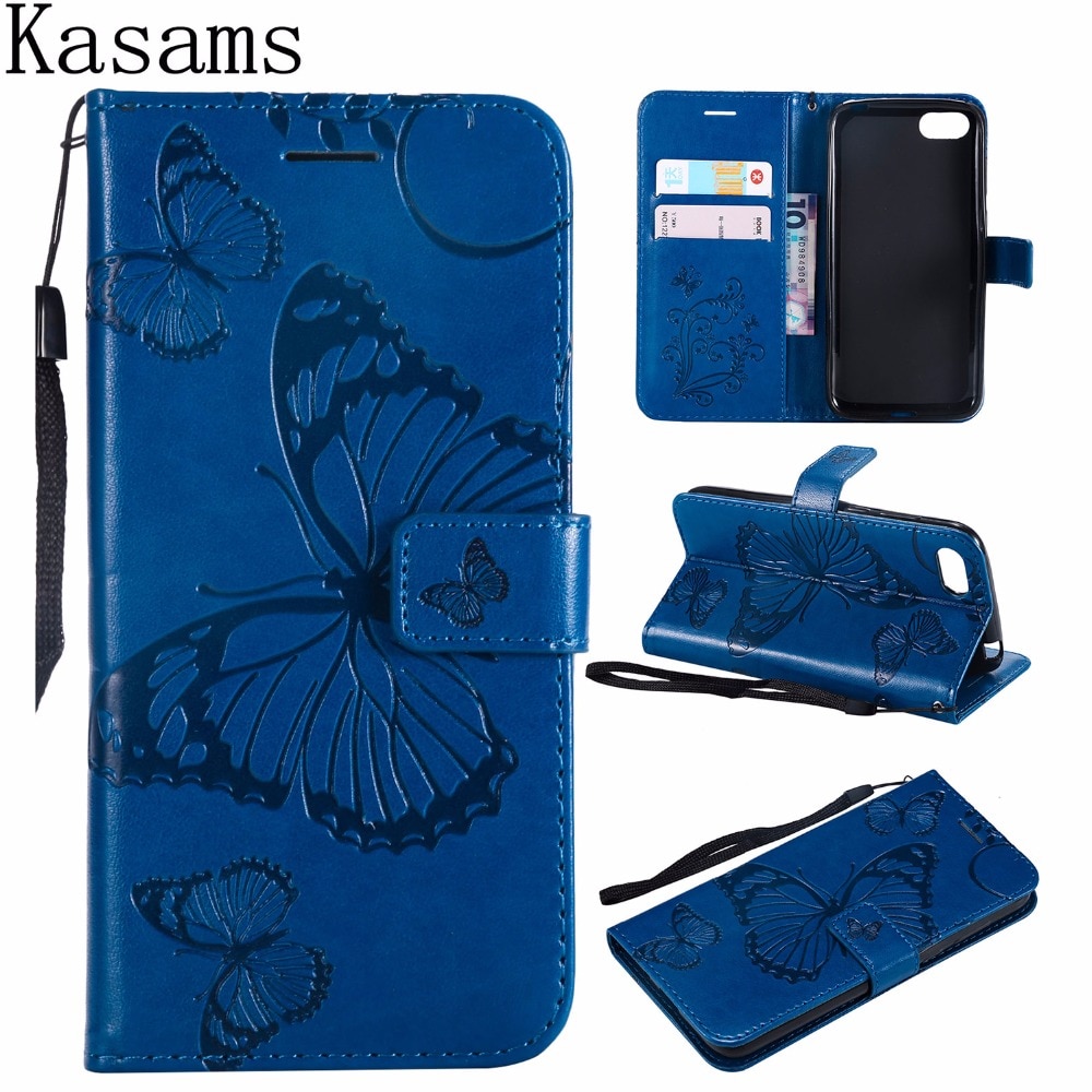 For Huawei Honor 7S 5.45" Honor Play 7 Flip Leather Luxury Case Honor7s Embossed 3D Butterfly Wallet PU Phone Cover Card Holder