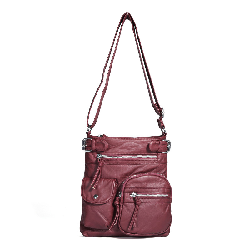Petits sacs Messenger délavés pour femmes | Sac à bandoulière très doux, sac Vintage en cuir PU de bonne: Bourgogne