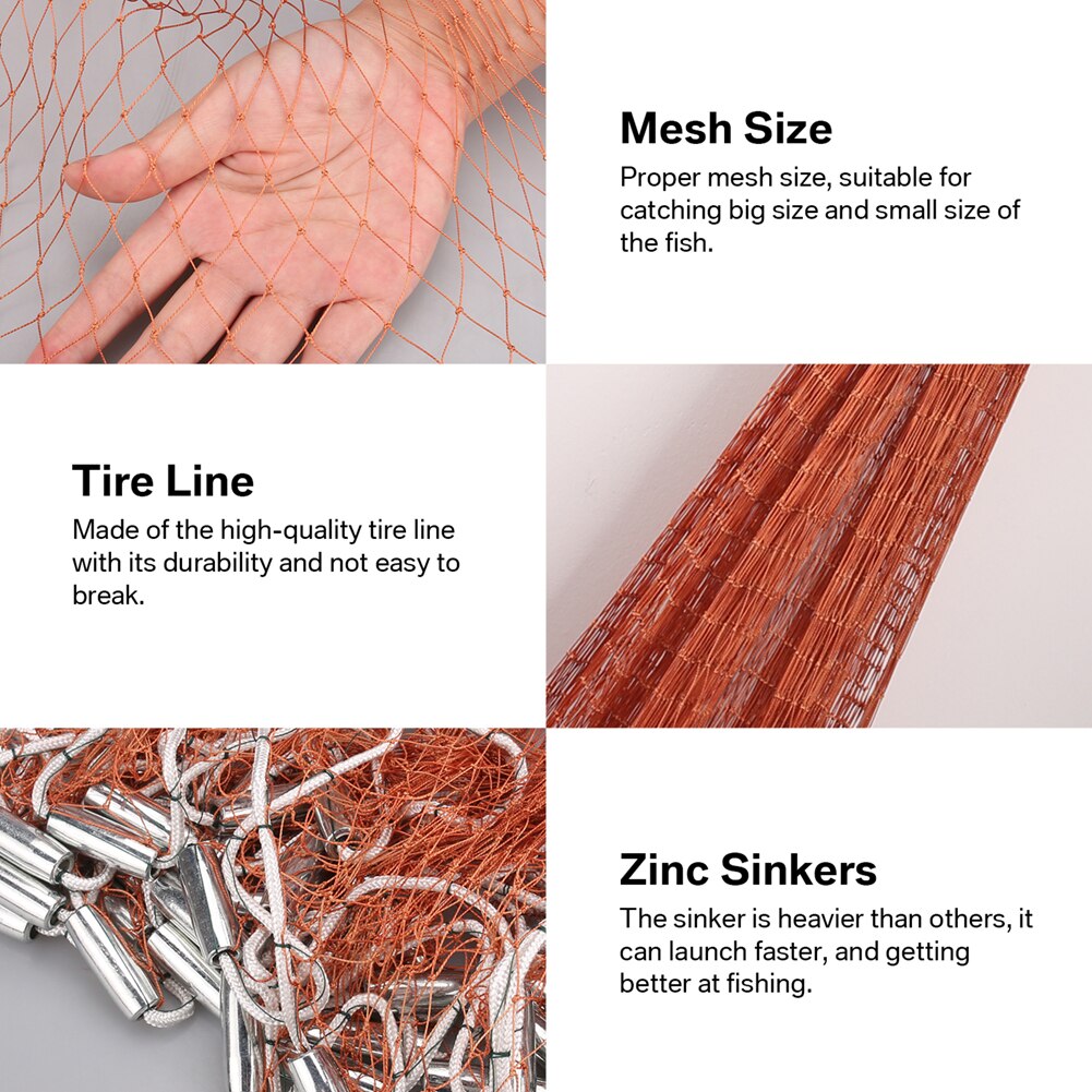 Multifilament Linie mit platinen Gießen Netz Fangen Fisch Netzwerk draussen Hand Werfen Angeln Netz Kleine Gittergewebe Reifen Linie Kieme Netz