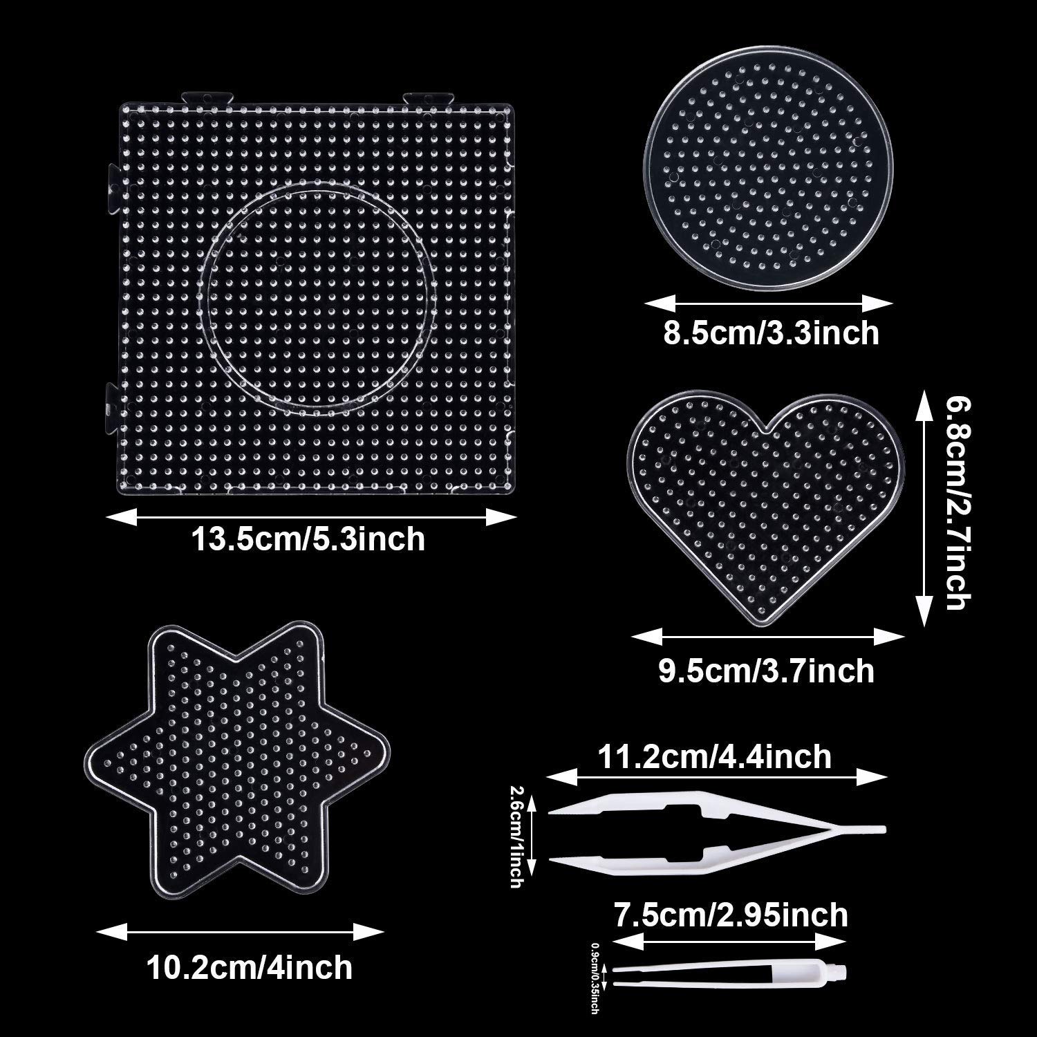 Zekering Kralen Boards Clear Plastic Pegboards Zekering Kralen Pegboards Met 4 Stuks Pincet Voor 5 Mm Kralen, 10 Stuks (4 Vormen)