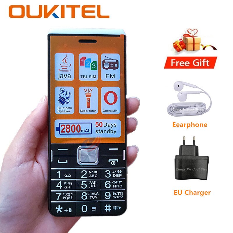 Original Oukitel L2801 Mobile Phone 2800mAh 3 SIM Bluetooth 3.0 Cellphone Elderly Big Speacker Strong Flashlight