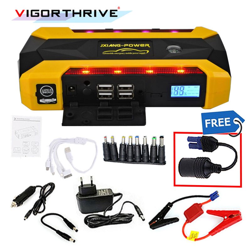 Car Jump Starter for Petrol car 600A Emergency Starting Device Power Bank Auto Battery Booster SOS Light Portable LCD Display
