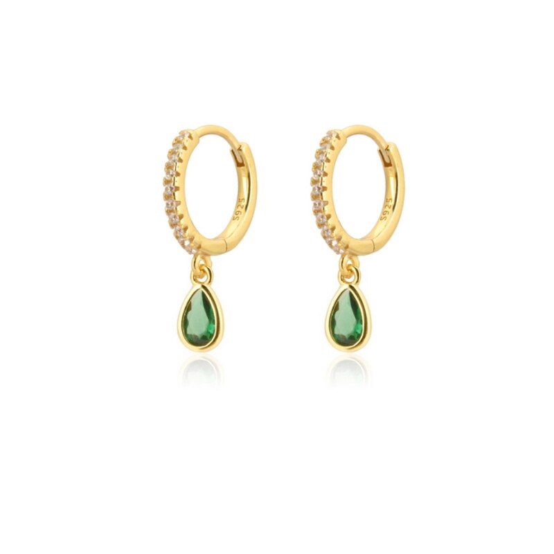 Moda zircone colorato goccia d'acqua piccoli orecchini a cerchio ciondola orecchini a cerchio per gioielli da donna accessori Pendientes: L0256