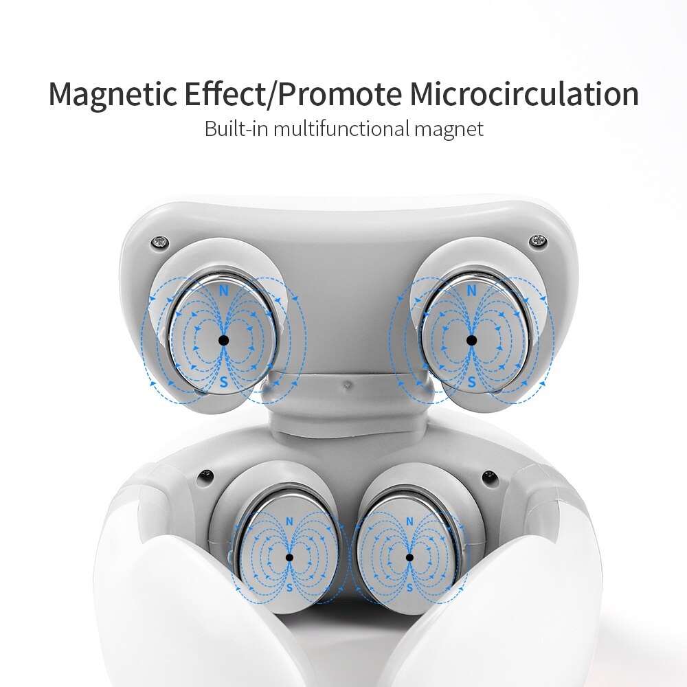 4 Heads Magnetic Pulse Vibration Neck Massager for Pain Relief Health Care Relaxing Deep Tissue Cervical Massage Remote Control