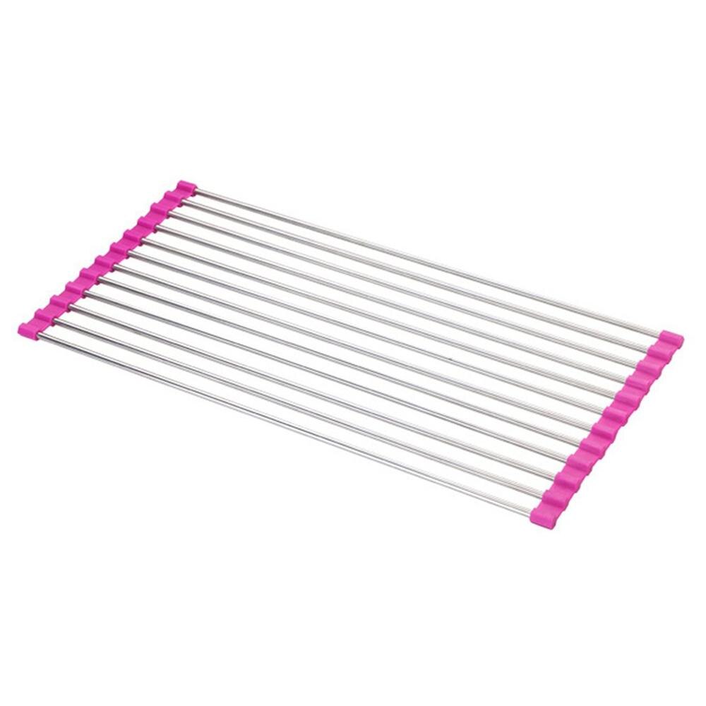 PVC Stainless Steel Vegetable Fruit Drainage Frame Kitchen Sink Shelf Large Multifunctional Kitchen Tools: Light Grey / S