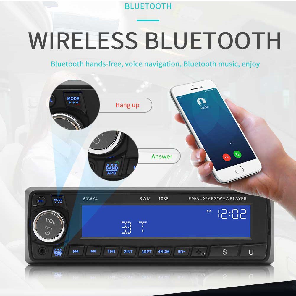 SWM-1088 autoradio Bluetooth AUX-in TF U disque lecteur MP3 unique 1 DIN Auto stéréo dans l'unité de tête de tableau de bord