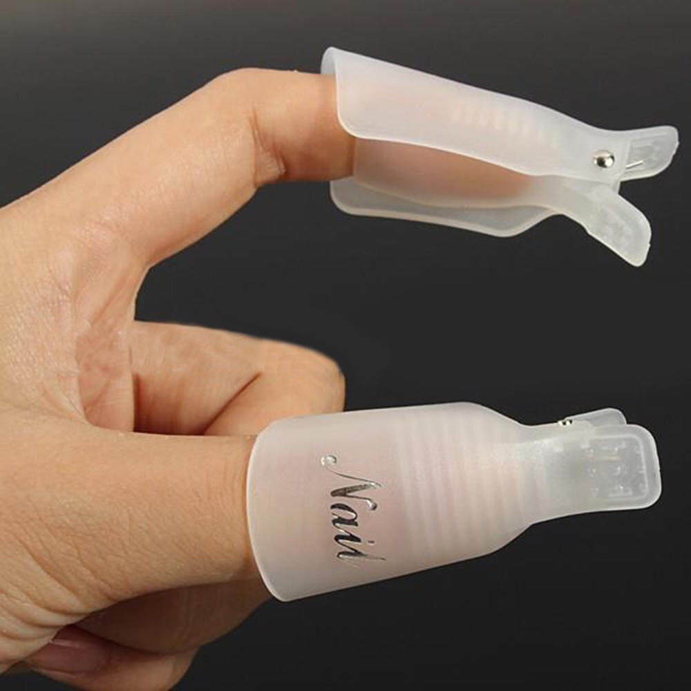 10 stks/set Siliconen Uv Gel Polish Remover Wraps Soak Off Cap Clip Professionele Nail Art Tool: Transparant