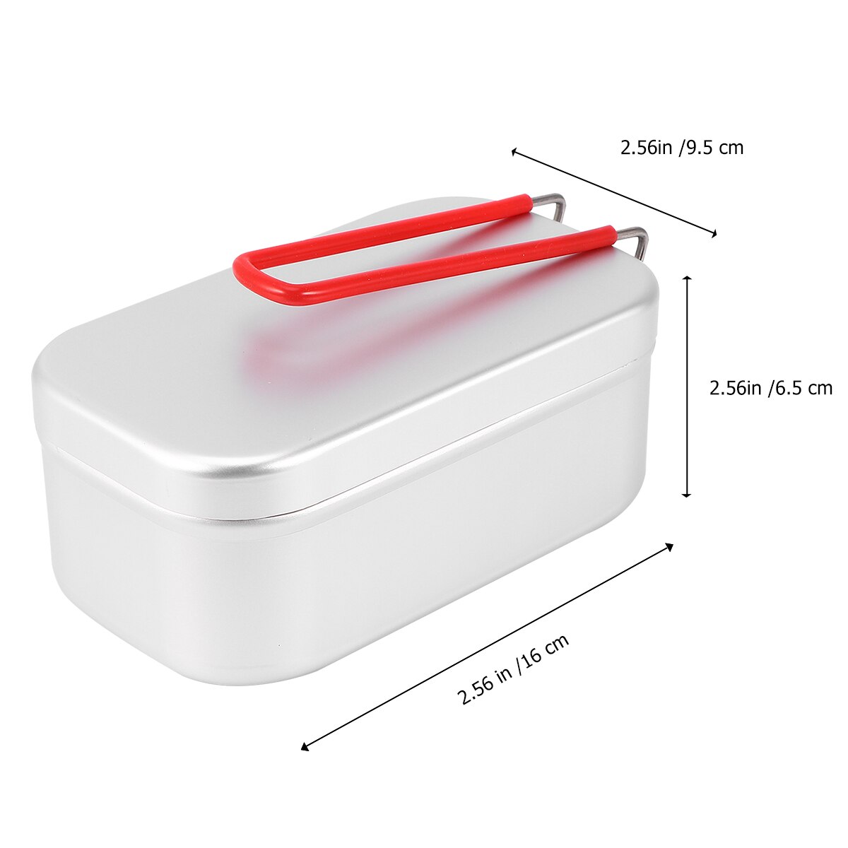 Aluminum Lunch Box With Red Folding Handle Portable Bento Box Mini Food Container for School Office Camping: Default Title