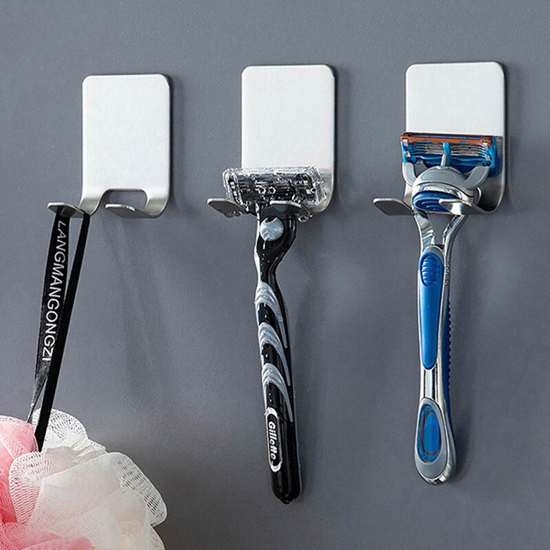 1Pcs Multifunctionele Rvs Scheerapparaat Hanger Plug Haak Sterke Badkamer Haak Benodigdheden Voor Thuis Badkamer Nail-Gratis