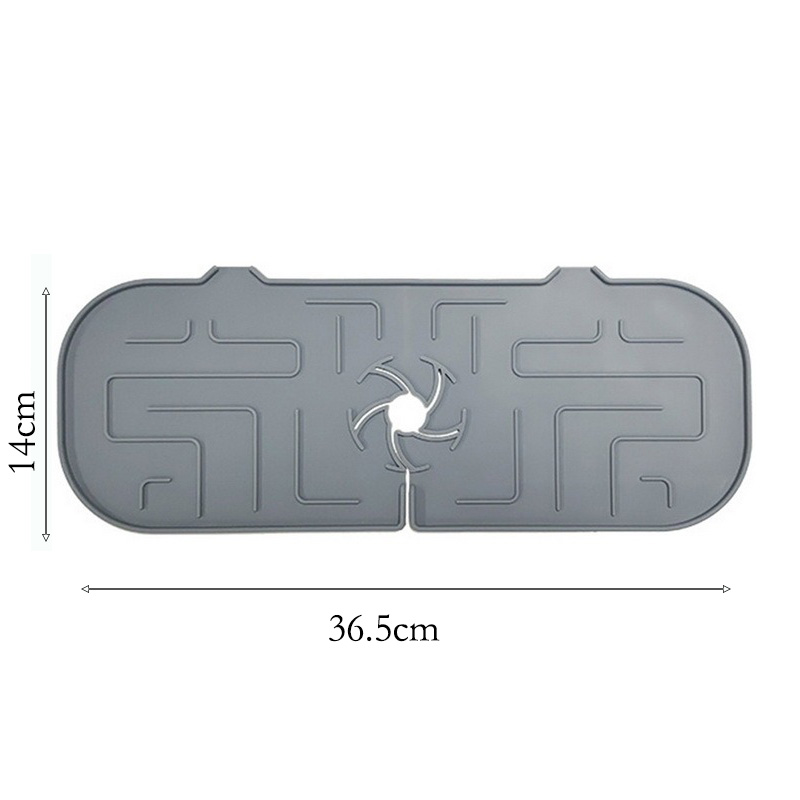 Silicone Faucet Mat For Kitchen Sink Splash Guard Bathroom Faucet Water Catcher Mat Sink Draining Pad Behind Faucet: B-Gray