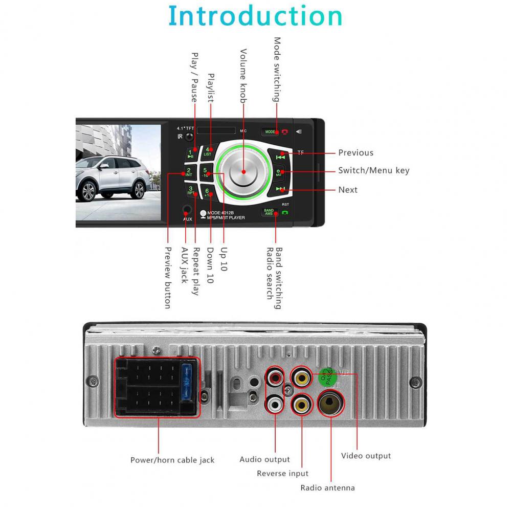 60% SALES 4012B Car MP5 Player Bluetooth Durable 4.1 Inch Auto HD Display FM Radio