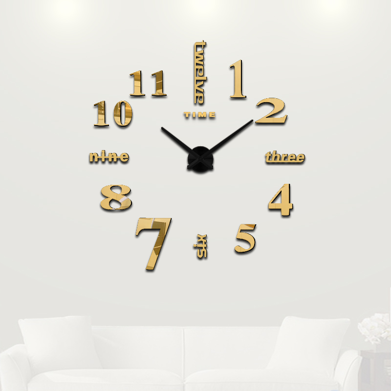 Home decoration Quartz Home Decoration big wall clock modern 3D DIY large decorative wall clocks watch wall unique: Gold