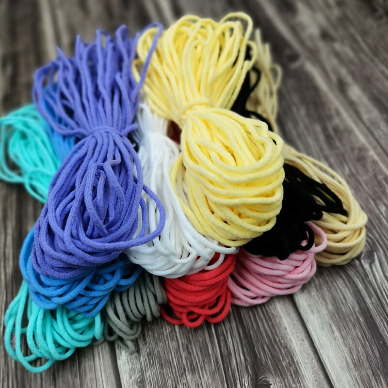 Banda elástica de colores para Costura de mascarillas, cordón elástico de Goma de 3mm, accesorios para manualidades