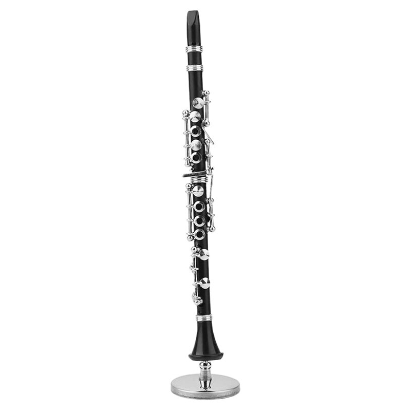 Mini Clarinet Model Musical Instrument Miniature Desk Decor With Black Leather Box Bracket Dollhouse Decor: Default Title