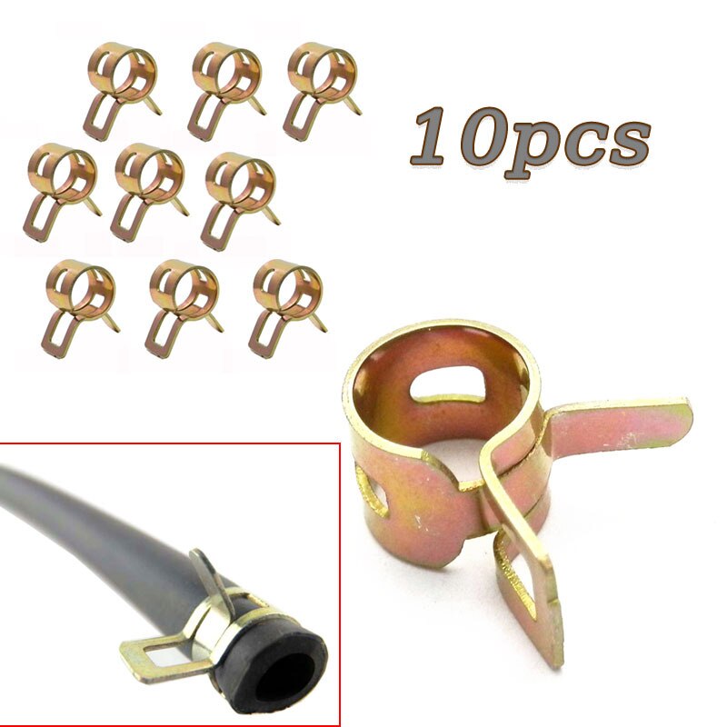 10pcs 9mm-11mm Car Fuel Line Hose Tubing Water Pipe Air Tube Spring Clips Clamps for Motorcycle Scooter Vehicle ATV Go Kart