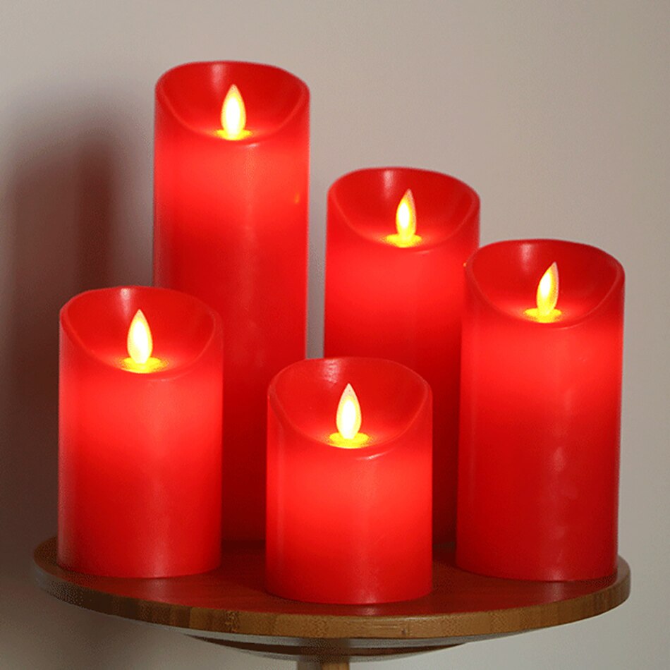 Traditional Red Candles Made by Paraffin Wax, FlameLess Led Candle for Wedding Birthday Party Christmas Home Decor, Night Lights