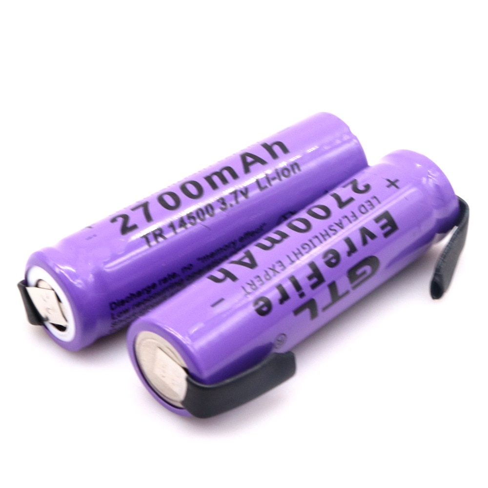 14500 Lithium batterie Lithium Rechargeable Bateria soudage Nickel feuille batteries 3.7V 2700mAh pour lampe de poche à LED jouet