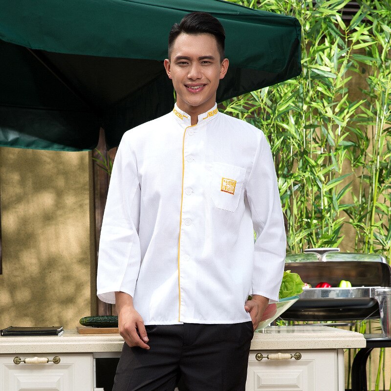 Hotel kokkeuniform lange ærmer tøj catering køkken tøj restaurant mad service kokkejakke kok uniform b -5567