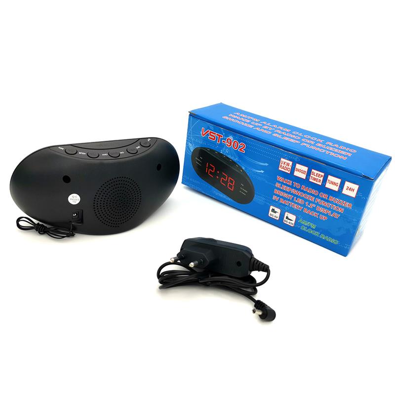Bil led ur elektronisk desktop vækkeur digital bordradio tidsforsyning hjem snooze funktion eu stik am/fm