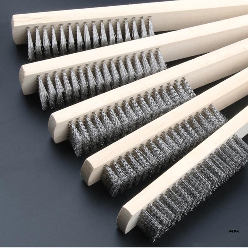 Wire Brush Set for Cleaning 3-Pack Multi Purpose Wood Handle Stainless Steel Wire Scratch Brush for Heavy&amp;Light Cleaning