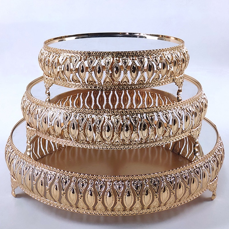 1pc metal bryllupskage stativ dekoration fest spejl bakke dessert galvanisk guld cupcake bord hjemme display værktøjer