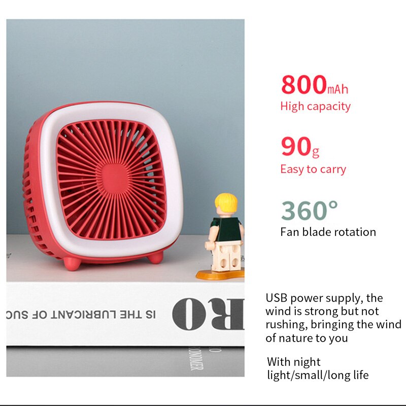Mini ladattava led pöytäkone pöytätuuletin yövalo usb säädettävä nopeus pieni tuuletin 360 ° kannettava ilmajäähdytystuuletin jäähdytin