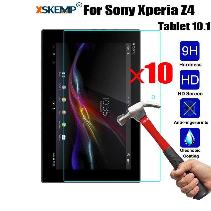 XSKEMP 10 Stks/partij 9 H Real Gehard Glas Voor Sony Xperia Z4 Tablet 10.1 SGP771 Ultra Clear 0.3mm Glossy LCD Screen Protector Film