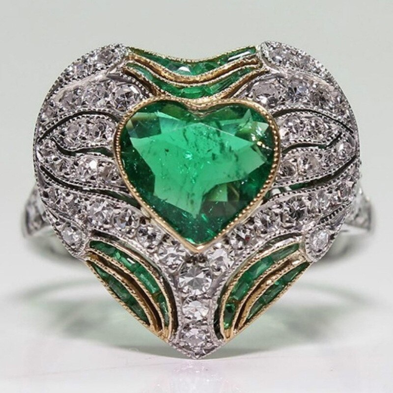 Hjerte zirkon ring kvinder vintage smykker krystalringe til kvinder tilbehør finger ring kvindelige vielsesringe