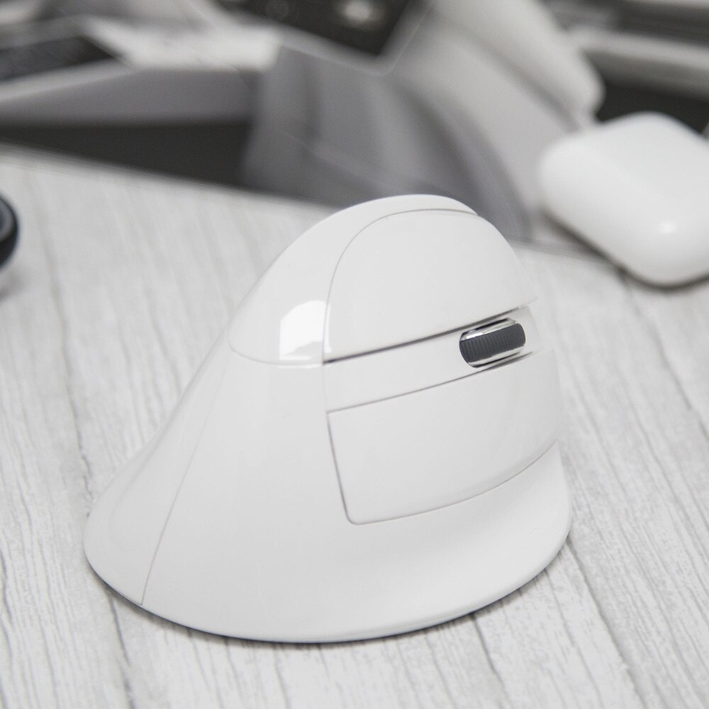 Delux M618 Mini Ergonomic Mouse Wireless Vertical Mouse White Bluetooth 2.4GHz RGB Rechargeable Silent click Mice for Office