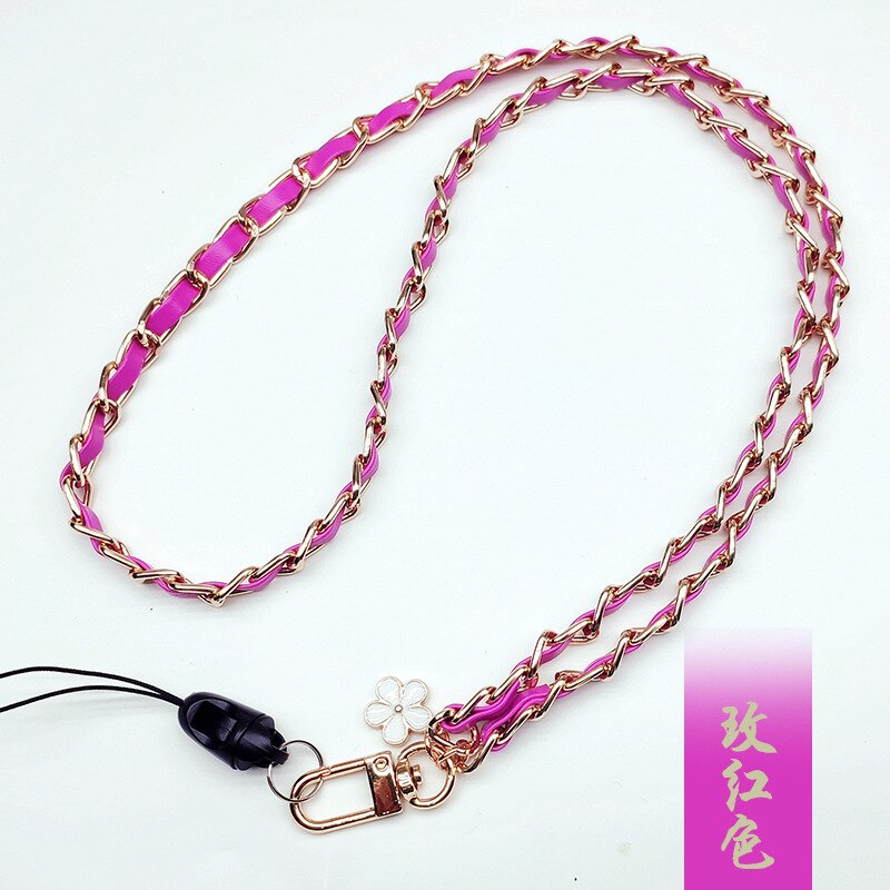Kedja bär läder mobil rem läder metall lanyard multifunktionell hängande hals hänge lanyard nyckel kedja rep: 1