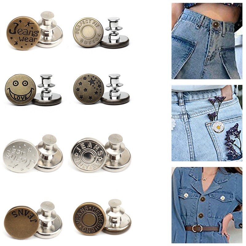 Broche de pantalon rétractable pour Jeans, boutons en métal détachables, bouton rétractable, boucles sans couture, ajustement parfait, réduit la taille