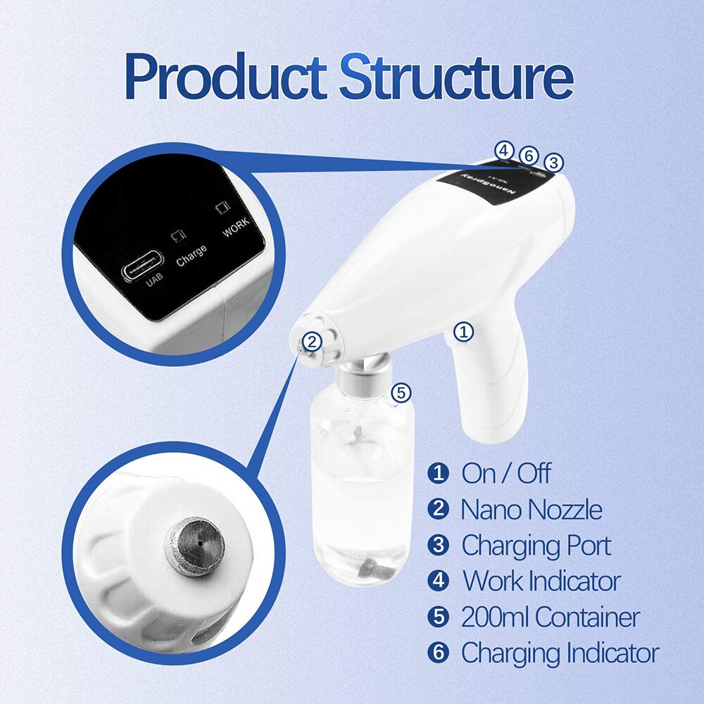 Disinfection Sprayer Hand-Held Atomizer Rechargeable Electric Sprayer Nozzle Adjustable Fogger For Home School Or Garden Plants